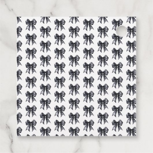 Zwarte Coquette Strik Bruiloftsfeest Bedankjes Labels (Achterkant)