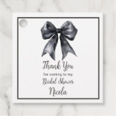 Zwarte Coquette Strik Bruiloftsfeest Bedankjes Labels (Voorkant)