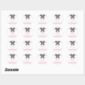 Zwarte Coquette Strik Roze Kant Bruidsdouche  Ronde Sticker (Vel)
