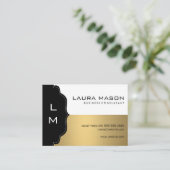 Zwarte Corporate Gold met Monogram Visitekaartje (Staand voorkant)