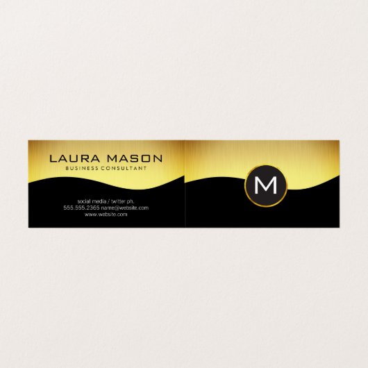Zwarte Corporate Gold met Monogram Visitekaartje (Buitenkant ongevouwen)