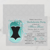 zwarte corset elegant bachelorette nodigt kaart (Voorkant / Achterkant)