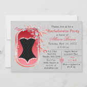 zwarte corset elegant bachelorette nodigt kaart (Voorkant)