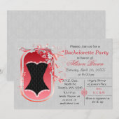 zwarte corset elegant bachelorette nodigt kaart (Voorkant / Achterkant)