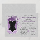 zwarte corset elegant bachelorette nodigt kaart (Voorkant / Achterkant)