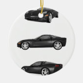 Zwarte corvette keramisch ornament (Voorkant)