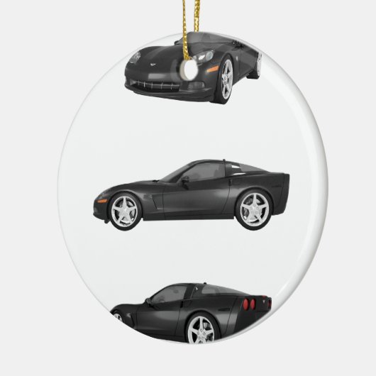 Zwarte corvette keramisch ornament (Links)