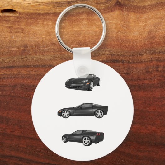 Zwarte corvette sleutelhanger (Voorkant)