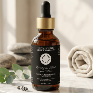 Zwarte Cosmetica Fleslabel met logo Etiket