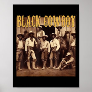 Zwarte Cowboy Western Rodeo Melanine Zwarte Geschi Poster