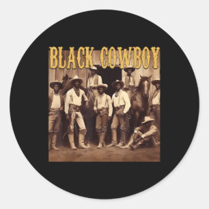 Zwarte Cowboy Western Rodeo Melanine Zwarte Geschi Ronde Sticker