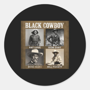 Zwarte Cowboy Western Rodeo Melanine Zwarte Geschi Ronde Sticker