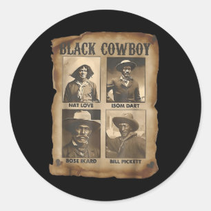 Zwarte Cowboy Western Rodeo Melanine Zwarte Geschi Ronde Sticker