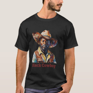 Zwarte Cowboy Western Rodeo Melanine Zwarte Geschi T-shirt