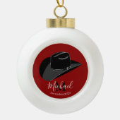 Zwarte cowboypet keramische bal ornament (Voorkant)