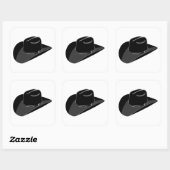 Zwarte cowboypet vierkante sticker (Vel)