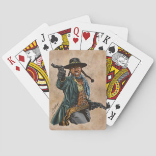 Zwarte cowgirl pokerkaarten