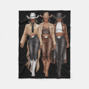 Zwarte Cowgirl Western Rodeo Melanine Cowgirl  Fleece Deken