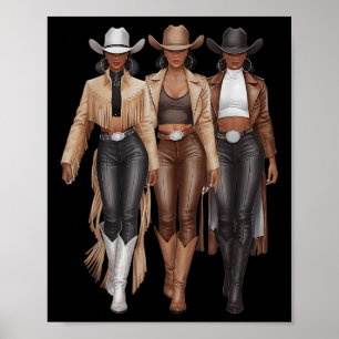 Zwarte Cowgirl Western Rodeo Melanine Cowgirl Poster