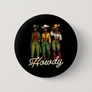 Zwarte Cowgirl Western Rodeo Melanine Juneteenth B Ronde Button 5,7 Cm