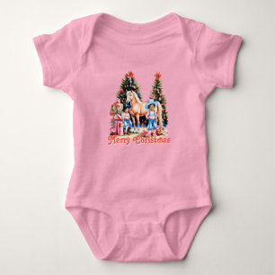 Zwarte Cowgirl Winterlandschap Paard Prettig Kerst Romper