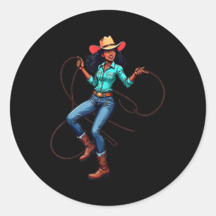 Zwarte Cowgirls Melanin Vrouwen Western Rodeo Texa Ronde Sticker