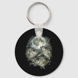 Zwarte Crappie Huilende Maan Design Vintage Crappi Sleutelhanger