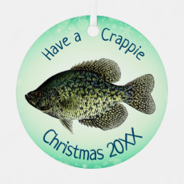 Zwarte Crappie met een Crappie Kerstmis Metalen Ornament