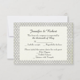 zwarte Cream Diamond Weddenrenkaart RSVP Kaartje
