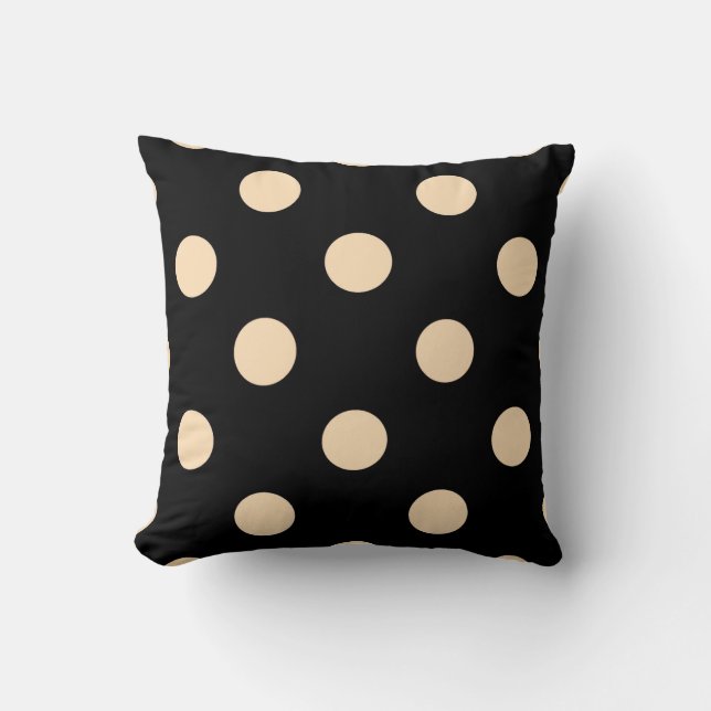Zwarte Cream Polka Dots Omkeerbaar Sierkussen (Voorkant)