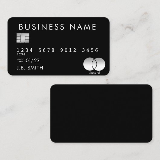 Zwarte creditcard visitekaartje (Voorkant / Achterkant)