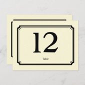 Zwarte crème art deco receptie tafel nummer kaart (Voorkant / Achterkant)