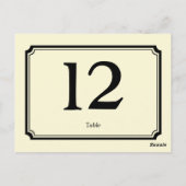 Zwarte crème art deco receptie tafel nummer kaart (Achterkant)