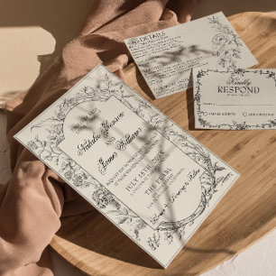 Zwarte Crème Bloemrijke Boho Botanische Moderne Tr Kaart