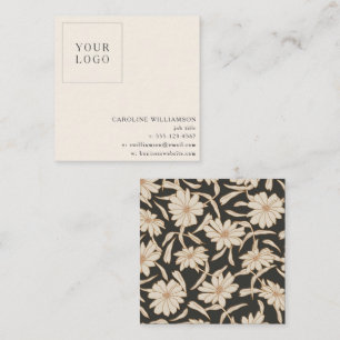 Zwarte Crème Bloemrijke Minimalistische Boutique L Vierkante Visitekaartje