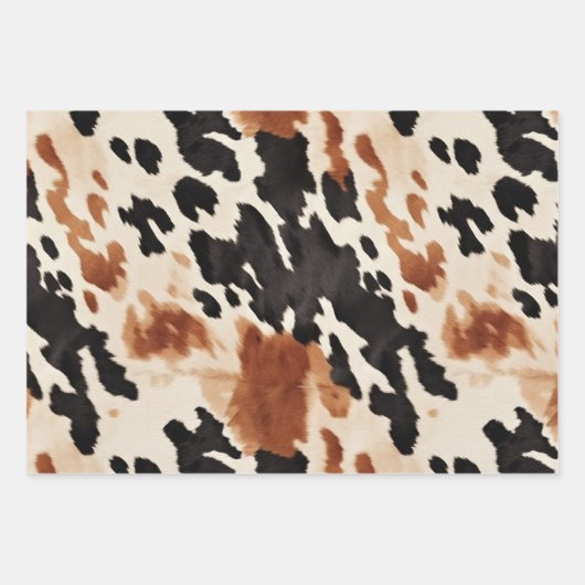 Zwarte Crème Bruine Koehuid Trouw Inpakpapier Vel (Voorkant)