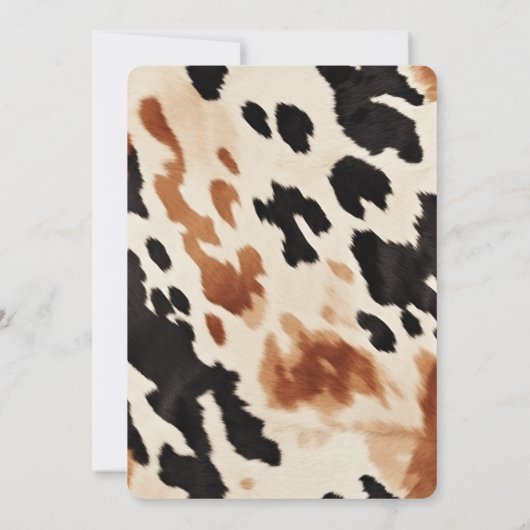 Zwarte Crème Bruine Koeienhuid Bruiloft Feest Kaart (Achterkant)