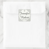  zwarte crème diamanten bruiloft envelop afdichtin vierkante sticker (Tas)