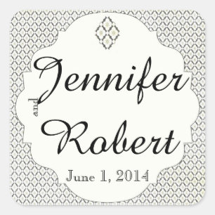  zwarte crème diamanten bruiloft envelop afdichtin vierkante sticker