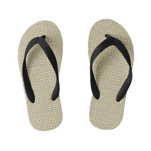 ZWARTE CREME GEBREIDE KINDEREN Flip Flops (Voetbed)