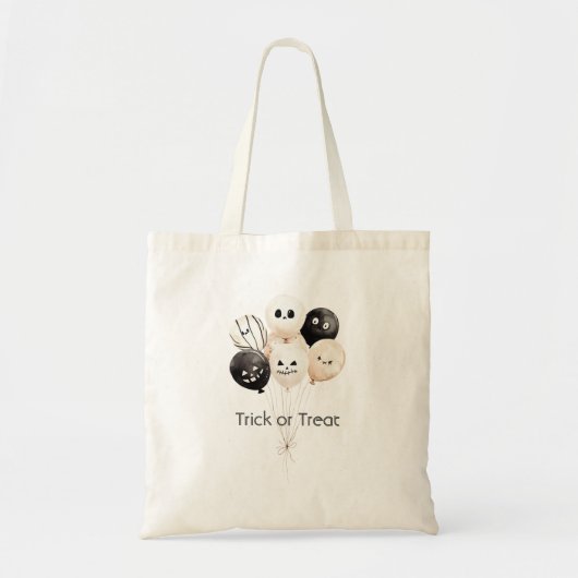 Zwarte Crème Halloween Ballonnen Spin Tote Bag (Voorkant)