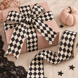 Zwarte Crème Harlekijn Halloween Lint