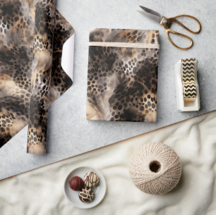 Zwarte Crème Luipaard Dier Verjaardag Cadeaupapier