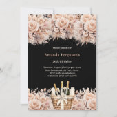 Zwarte crème rozen bloemen boho verjaardag kaart (Voorkant)