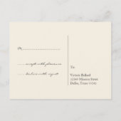 Zwarte crème RSVP eenvoudige bruiloft reactie kaar Uitnodiging Briefkaart (Achterkant)
