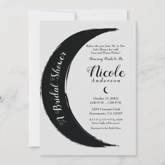 Zwarte Crescent Donker Moon Celestial Vrijgezellen Kaart (Voorkant)