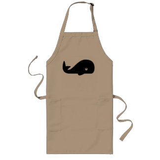 Zwarte Crispy Whale in Beige Apron Lang Schort