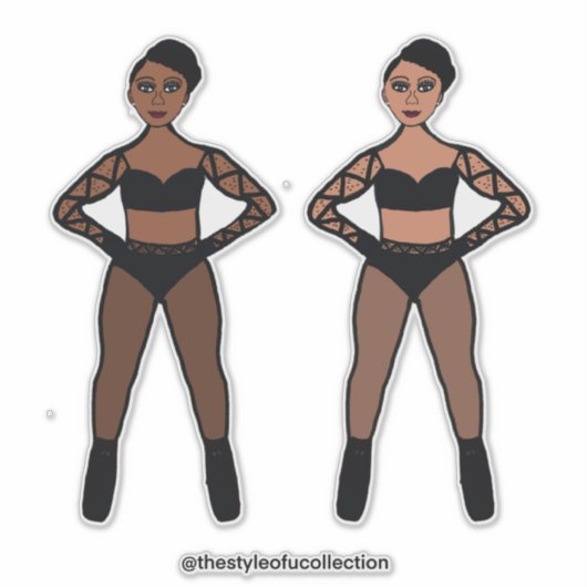 Zwarte Criss Cross Dansers Sticker (Voorkant)