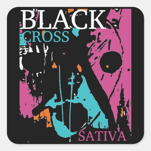 Zwarte Cross SATIVA Vierkante Sticker (Voorkant)