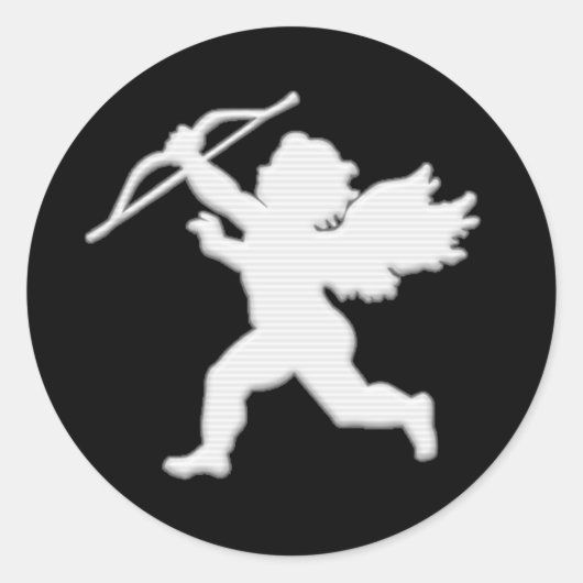 Zwarte Cupido Cameo Ronde Sticker (Voorkant)